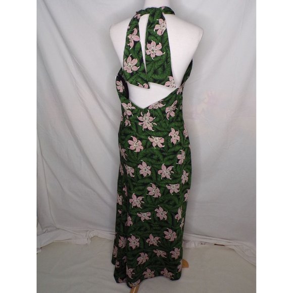 TOPSHOP Hibiscus Floral Halter Midi Dress Green 10 NEW - Picture 10 of 11
